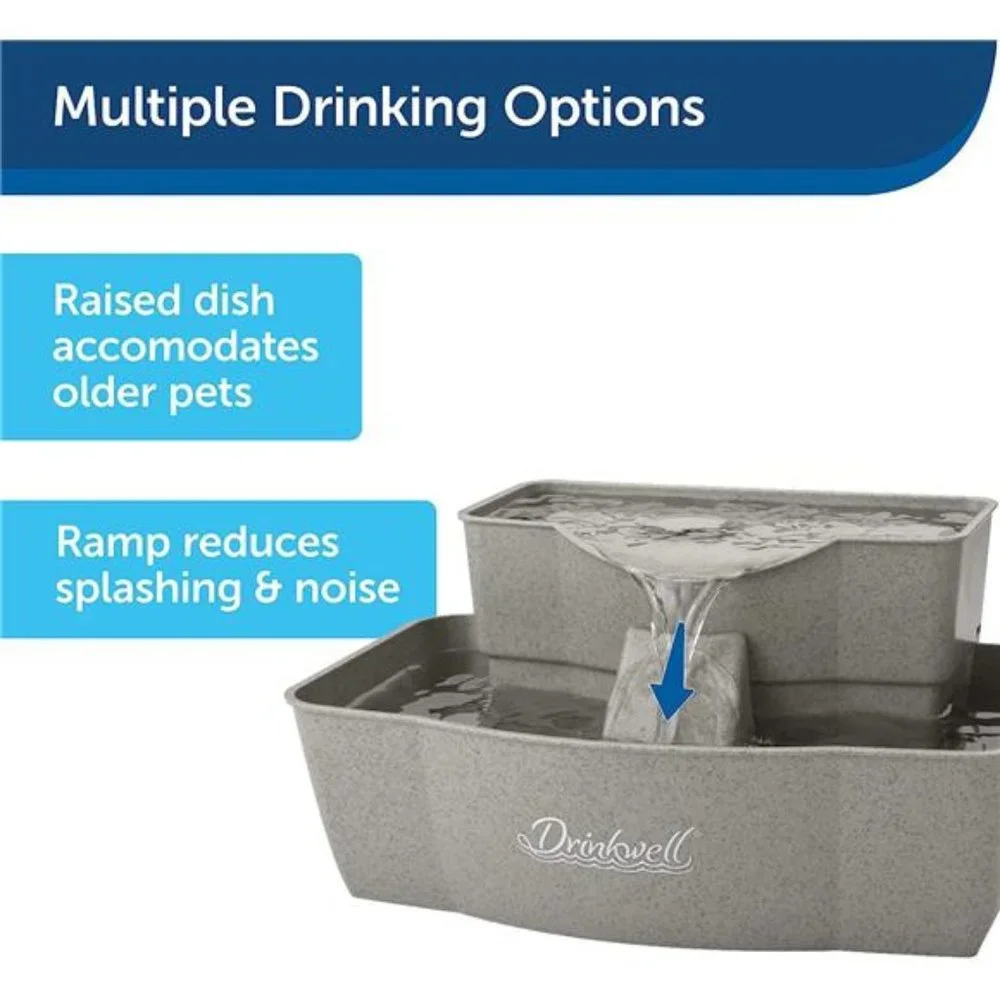 Multi-Tier Pet Fountain–Large Waterer Great for Cats and Dogs–2Heights to Drink